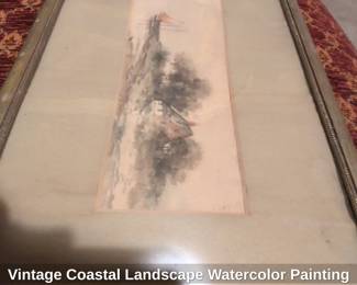 Vintage Coastal Landscape Watercolor Painting second image