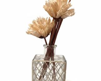 Square Mirrored Mosaic Reed Diffuser Bottle with Sola Wood Flowers