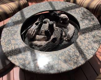 Round GraniteTop Gas Fire Pit Table