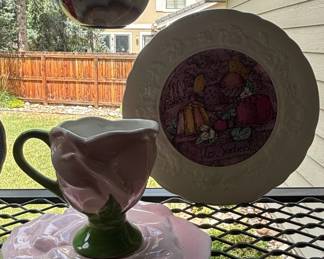 Gien Les Sorbets Plate and Rose Teacup Saucer second image