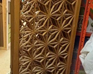 Vintage Japanese Asanoha Pattern Kumiko large Folding Screen