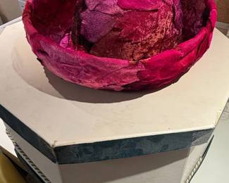 Vintage Pink Velvet and Silk Patchwork Millinery Hat