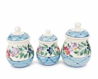 Gail Pittman Annabella HandPainted Ceramic Canister Set with Lids