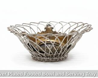 Silver Plated Footed Bowl and Serving Tray Set second image
