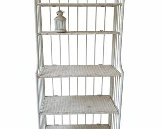 Vintage White Wrought Iron Bakers Rack with Planters second image