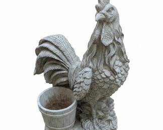 Massarelli Concrete Rooster with Planter Statue