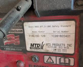 MTD Electric Start Snow Blower third image