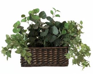 Artificial Plant Arrangement in Wicker Basket