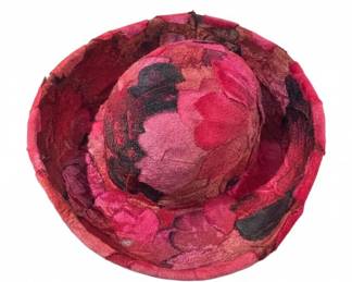 Vintage Pink Velvet and Silk Patchwork Millinery Hat second image