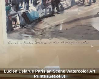 Lucien Delarue Parisian Scene Watercolor Art Prints Set of fourth image