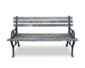 Vintage Cast Iron and Wood Slat Garden Bench