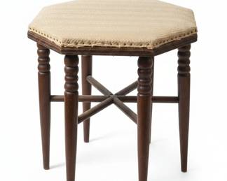 Vintage Octagonal Oak Side Table with Turned Legs