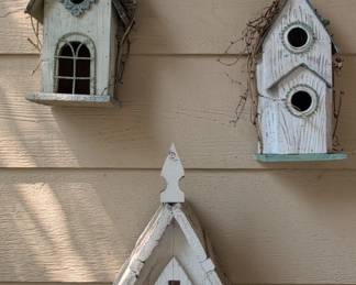 Set of Three Decorative Church Birdhouses