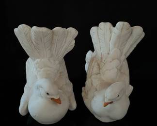 Pair of A. Santini Italian Alabaster Doves