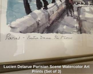 Lucien Delarue Parisian Scene Watercolor Art Prints Set of second image