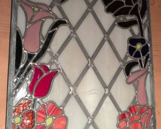 Stained Glass Window Panel Floral Design Tiffany Style