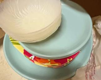 Set of Yellow Floral Egg Cups and Decorative Bowls second image