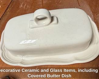 Decorative Ceramic and Glass Items, including a Covered Butter Dish second image