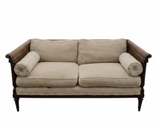 Vintage Sofa with Carved Wood Arms