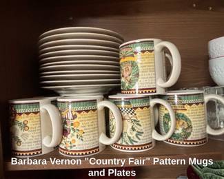 Barbara Vernon Country Fair Pattern Mugs and Plates