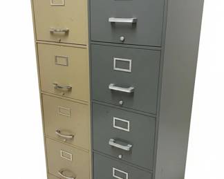 Vintage Steelcase Drawer Tan Filing Cabinet and Vintage Gray Drawer Filing Cabinet