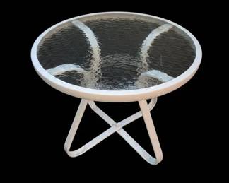 Karl home White in. Round Outdoor Side Table, Glass Top