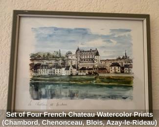 Set of Four French Chateau Watercolor Prints Chambord, Chenonceau, Blois, AzayleRideau second image