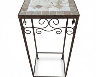 Wrought Iron Plant Stand with Talavera Tile Top