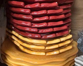 Set of Olfaire Majolica LeafShaped Ceramic Plates
