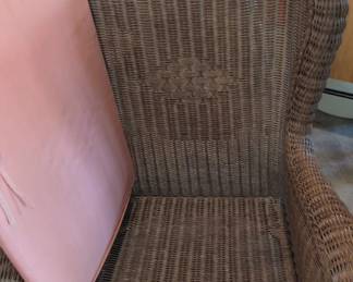 Wicker Wingback Armchair with Pink Cushion second image