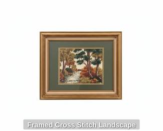 Framed Cross Stitch Landscape