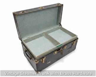 Vintage Steamer Trunk with Brass Hardware second image