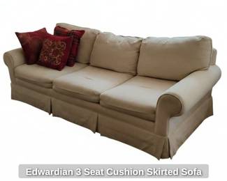 Edwardian Seat Cushion Skirted Sofa