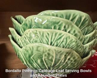 Bordallo Pinheiro Cabbage Leaf Serving Bowls and Assorted Plates