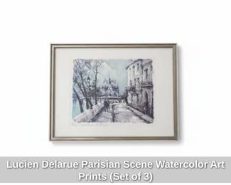 Lucien Delarue Parisian Scene Watercolor Art Prints Set of