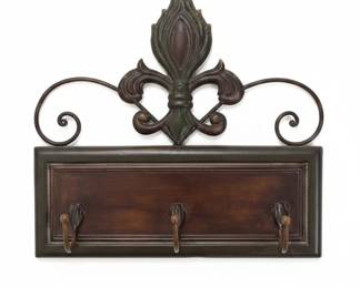 Fleurdelis Metal and Wood Wall Mounted Key Holder