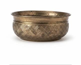 Vintage Hammered Brass Planter Bowl