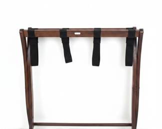 Wooden Luggage Rack with Black Straps