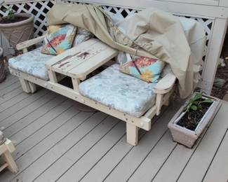 Adirondack Double Chair Bench with Integrated Table
