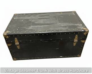 Vintage Steamer Trunk with Brass Hardware
