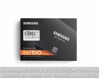 Samsung EVO TB SSD, IOGEAR Port HD Audio or Video Switch with Remote, and KINGWIN USB . to SATA Adapter
