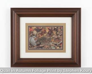 Quail in Autumn Foliage Print by Stephen Koury