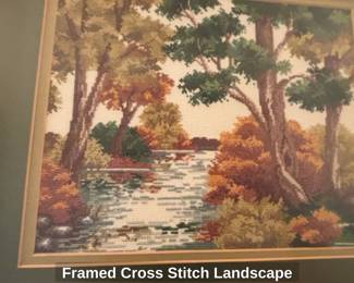 Framed Cross Stitch Landscape second image