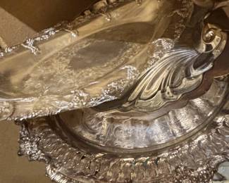Silver Plated Footed Bowl and Serving Tray Set third image