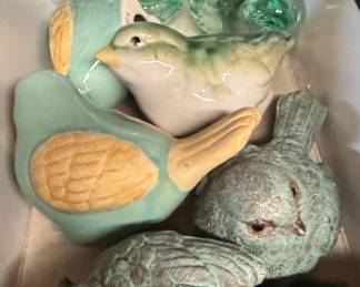 Ceramic and Glass Bird Figurines and Napkin Rings