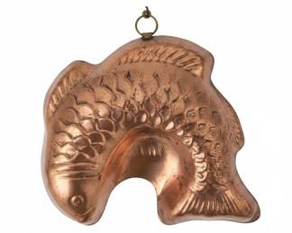 Vintage Copper Fish and Scallop Molds Set of second image
