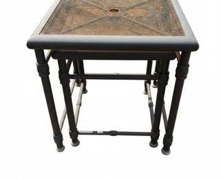 Metal Frame Side Table with Glass Top