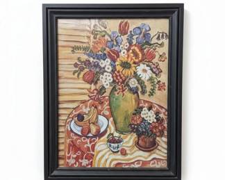 Still Life with Fruit and Flowers Painting by Suzanne Etienne