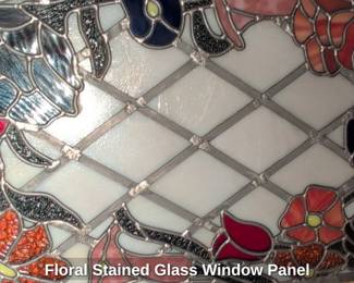 Floral Stained Glass Window Panel