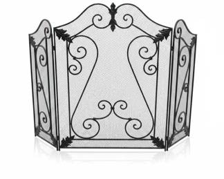 Ornate Scrollwork TriFold Fireplace Screen